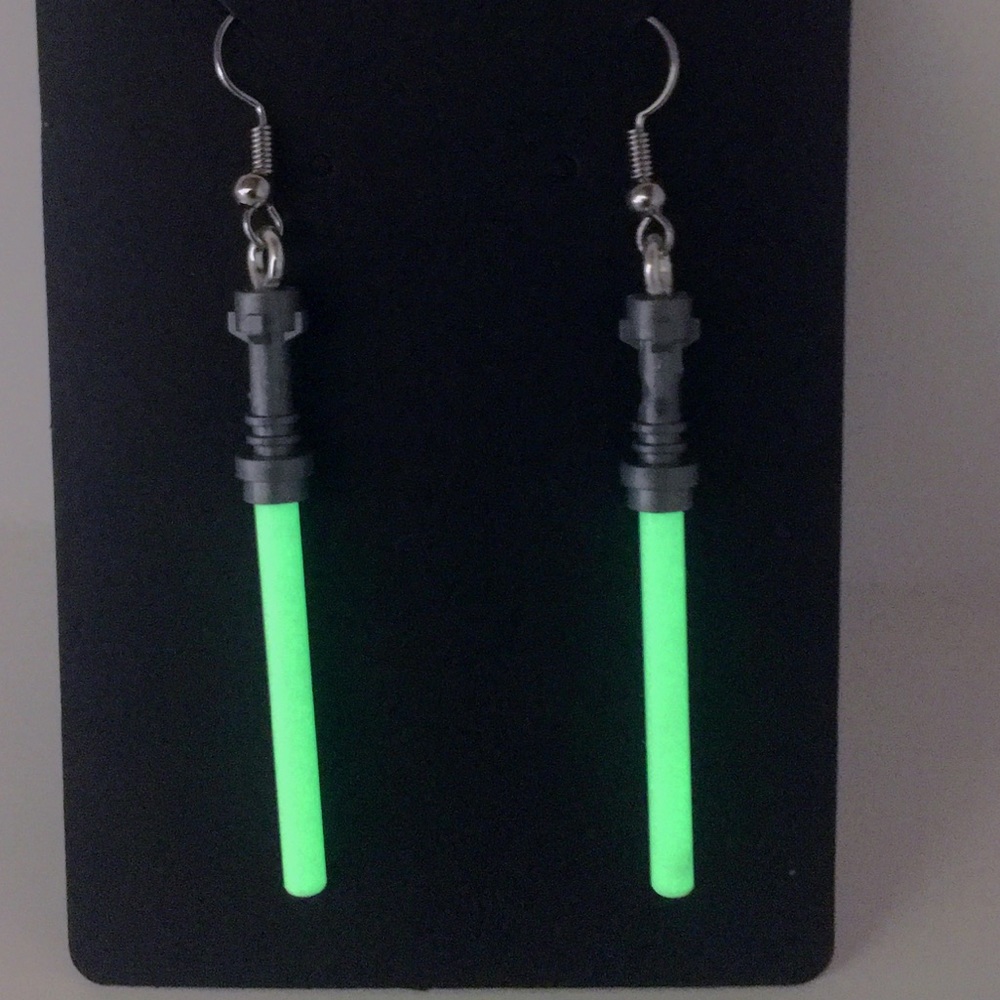 Glow in the Dark Lightsaber earrings